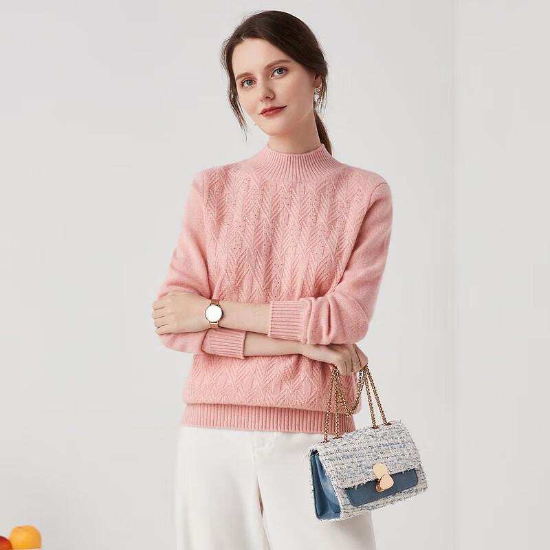 Zhaojun Women's Embellished Mock Neck Pure Cashmere Sweater