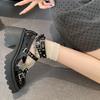 Square Heel Shoes Summer New Round Head Shallow Mouth Metal Buckle Rivets Waterproof Platform Non-slip High Heels