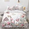 Flower Bird King Queen Duvet Cover Colorful Tropical Floral Bedding Set For Women Watercolor Plant 23Pcs Polyester Quilt Cover