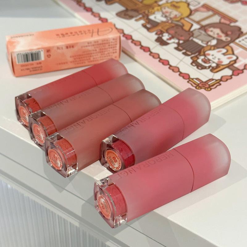 HERORANGE Matte Air Cheese Lip Glaze: Long-lasting, Highly Pigmented, Non-Transfer Soft Mist Lipstick for Women.