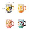 730ML Ceramic Coffee Mug Painted Flower Water Cup Exquisite Afternoon Camellia Flower Tea Cup Large Capacity Breakfast Milk Mug