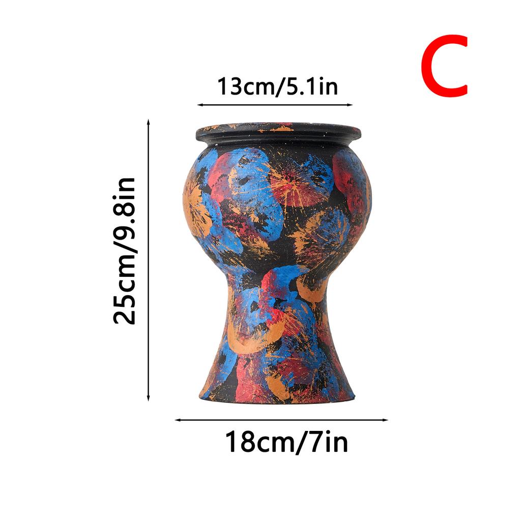 Retro Oil Painting Hand-painted Flower Pot Ceramic Vase Coarse Pottery Retro Flowerpot Flower Arrangement Home Decoration
