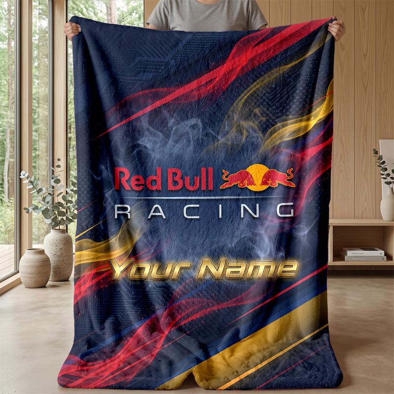 Red Bull Racing Individuelle Flanell-Kuscheldecke Drucken Sie Ihren Namen Text Weiche Warme Decke Weihnachtsgeschenk