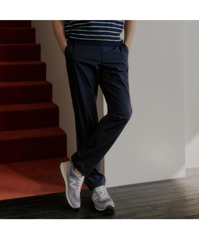NOTIG Nylon Blend Flat-Tuck Pants Navy