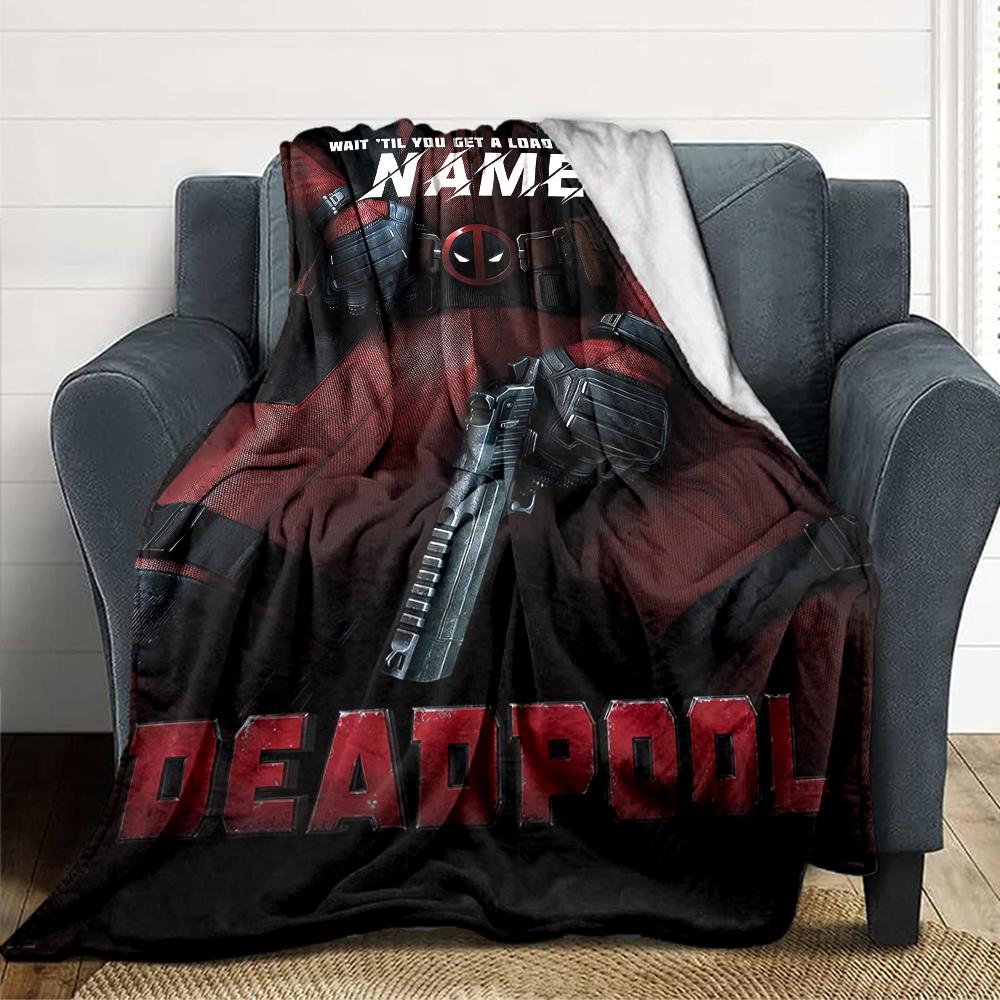 Custom Name Deadpool Movie Poster blanket for Couch & Bed, Plush Cozy Fuzzy Blanket Super Soft & Warm Blankets for Fall and Winter. 090819