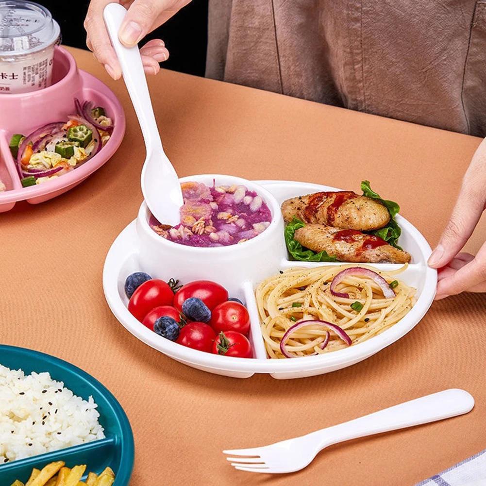 Creative Grid Plate Food Grade Material Quantitative Weight Loss Meal Children High and Low Temperature Resistant Tableware Set