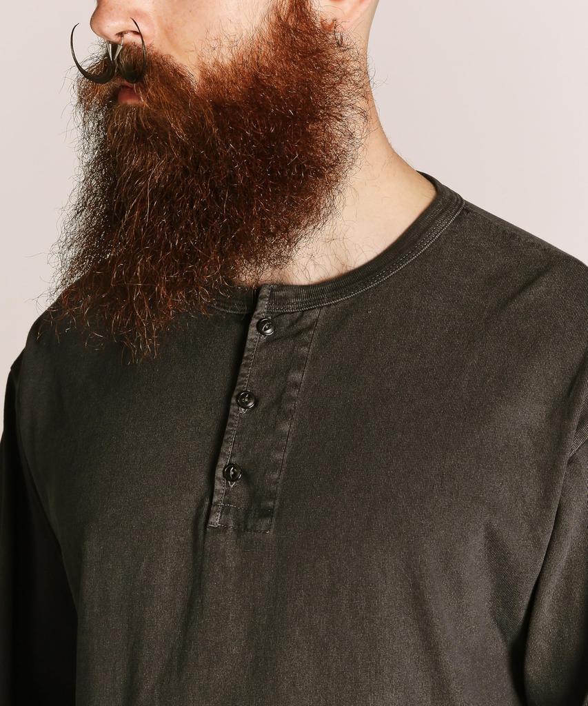 Schott FIRE PTTERN HENLEY LS T-SHIRT, Fire Pattern Henley Neck Long Tee, Men's, Size XL, 010, Black, 782-5230008