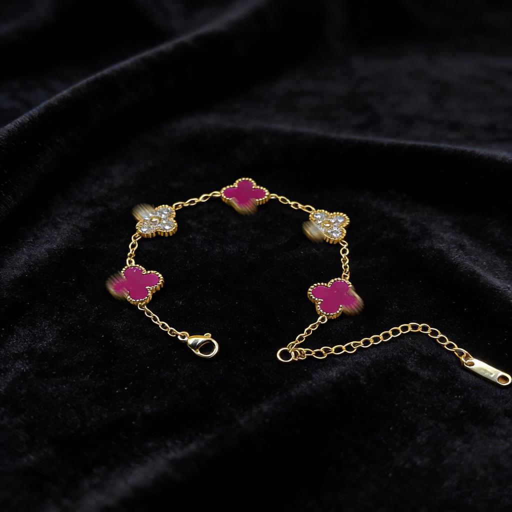 Stainless Steel Four-Leaf Clover Bracelet - Electroplated 18K, New Style Flower Language Series