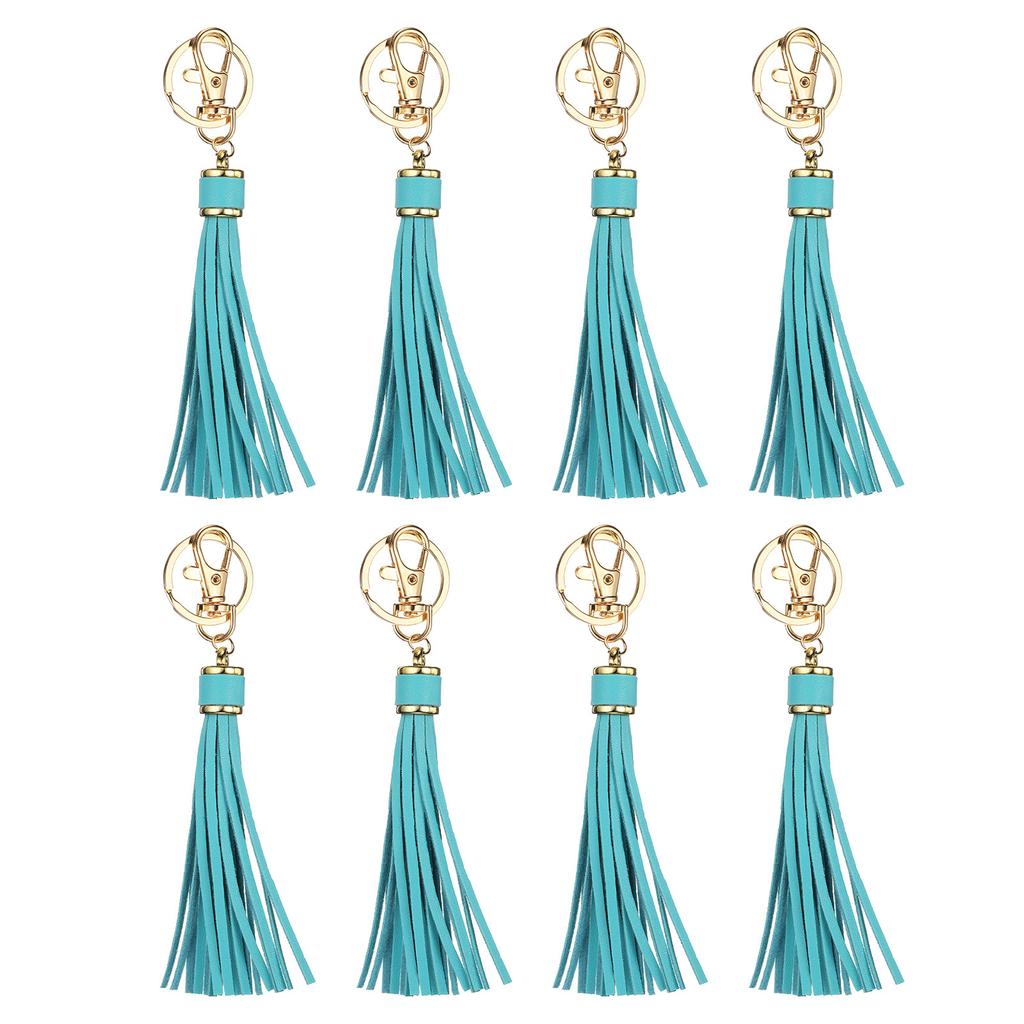 8pcs PU Leather Tassels PU Tassels with Key Rings Tassel Curtain Bag Tassel for Jewelry Making Phone Straps Handbag DIY Crafts