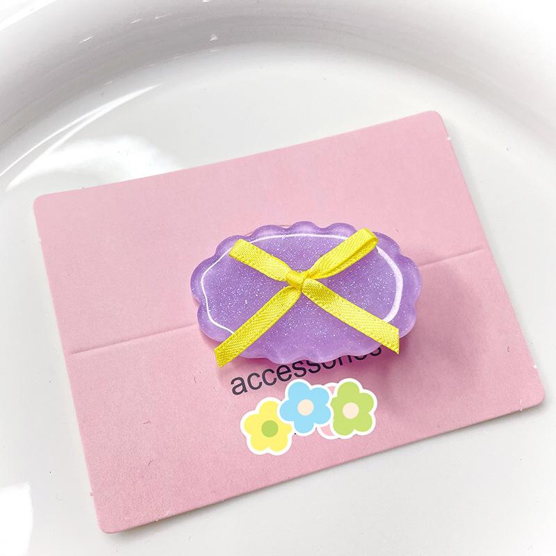 Spring Summer New Bowknot Fine Pink Oval Piece Duckbill Clip Side Bangs Hair Clip Girly Japanese Style Versatile фиолетовый