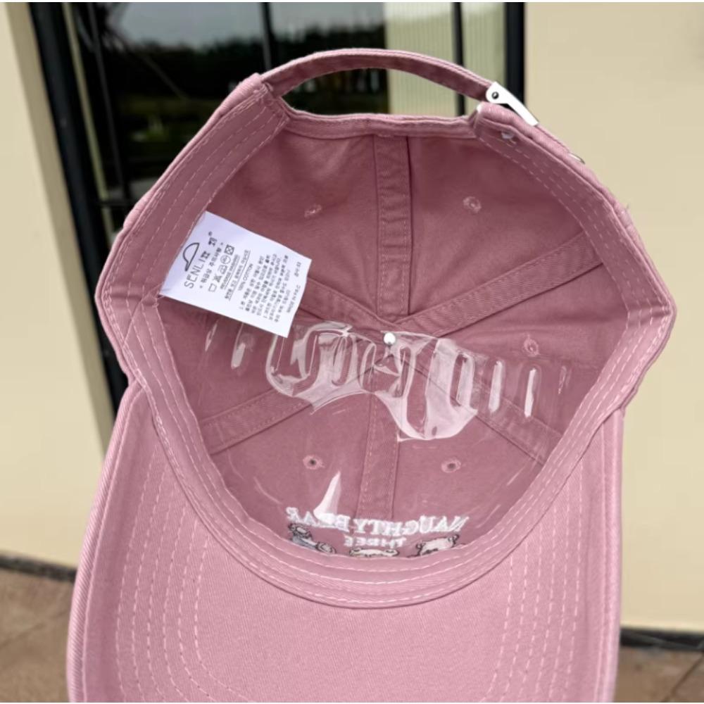 Women's Cotton Baseball Cap Letter Embroidery Color Block Design Korean Retro Style Cute Outdoor Casual Hat