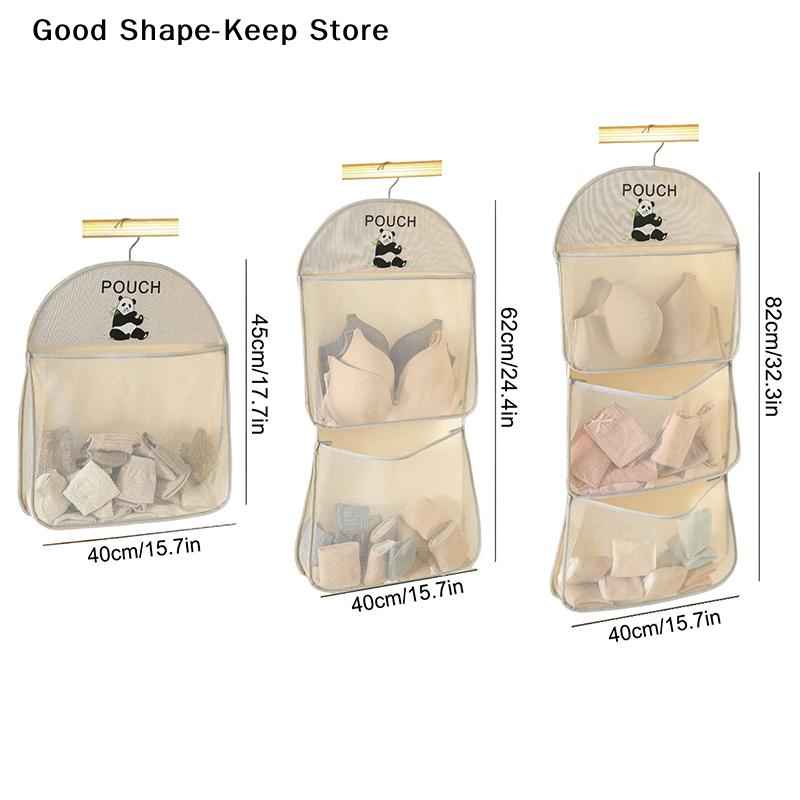 Large Capacity Storage Multilayer Breathable Mesh Pocket Door Storage Bags Net Dormitory Wardrobe Socks Underwear Hanging Bag