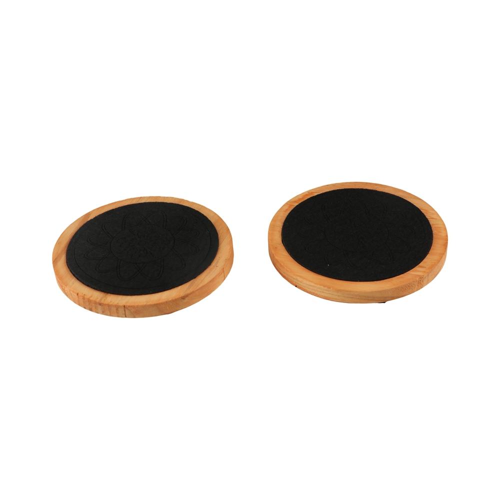 Vintage Wood Coasters Drink Absorbent Wooden Drink Placemats Round Felt Wooden Tea Mat  Coffee Bar