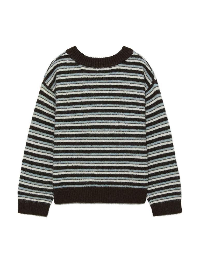 GLOWNY Mellow V-Neck Stripe Knit (Brown Stripe)