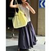 Johnature Japanese Simple Solid Color Skirts Women Summer Casual Comfortable Skirts