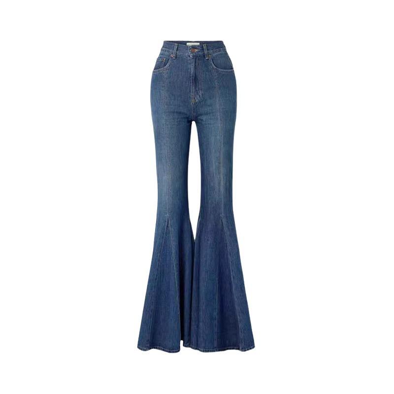 Plus Size High Waist Retro Bell Bottom Flare Jeans for Women XL