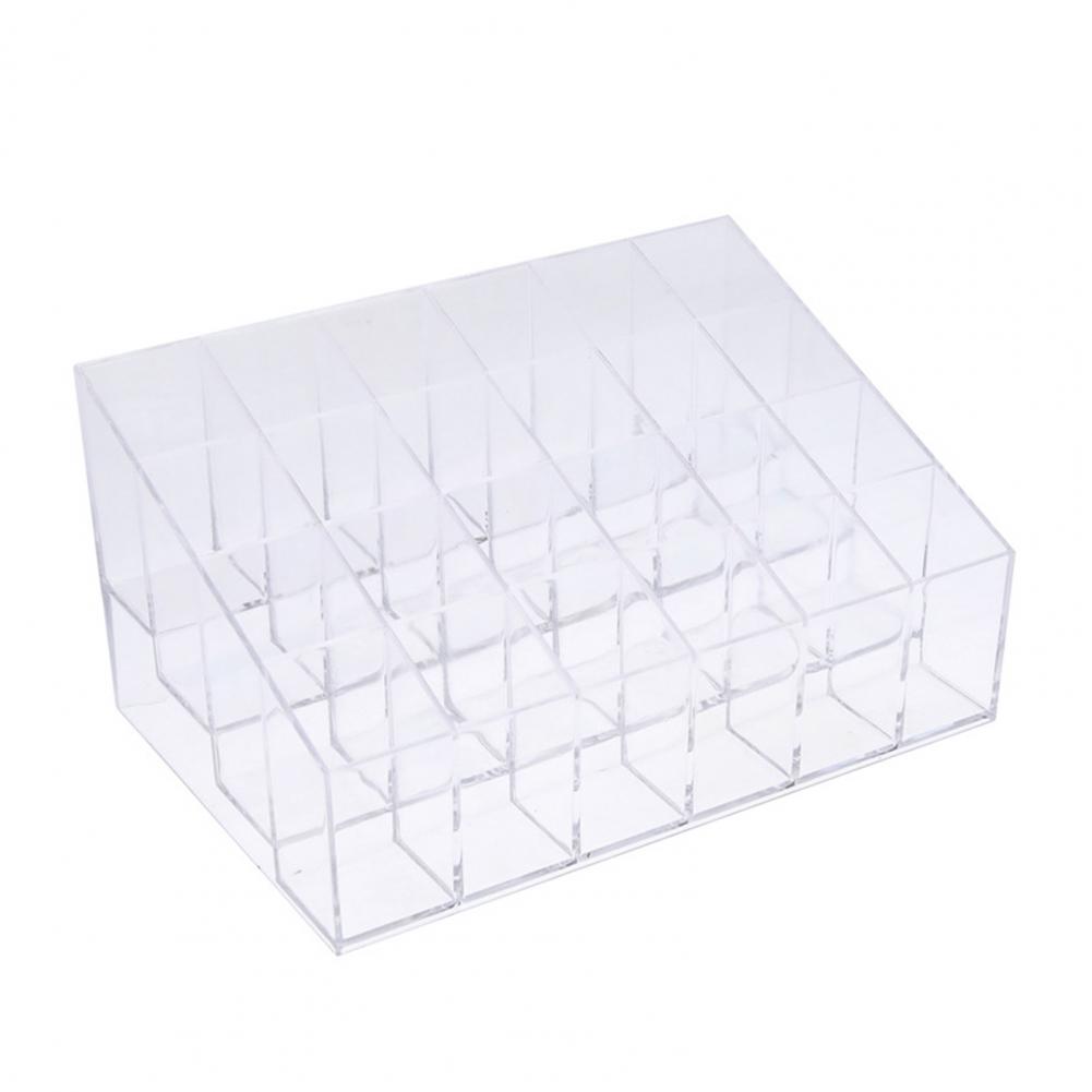 24 Grids Lipstick Holder Transparent Visible Clear Cosmetic Makeup Organizer Container Bedroom Storage Box Display Rack Case