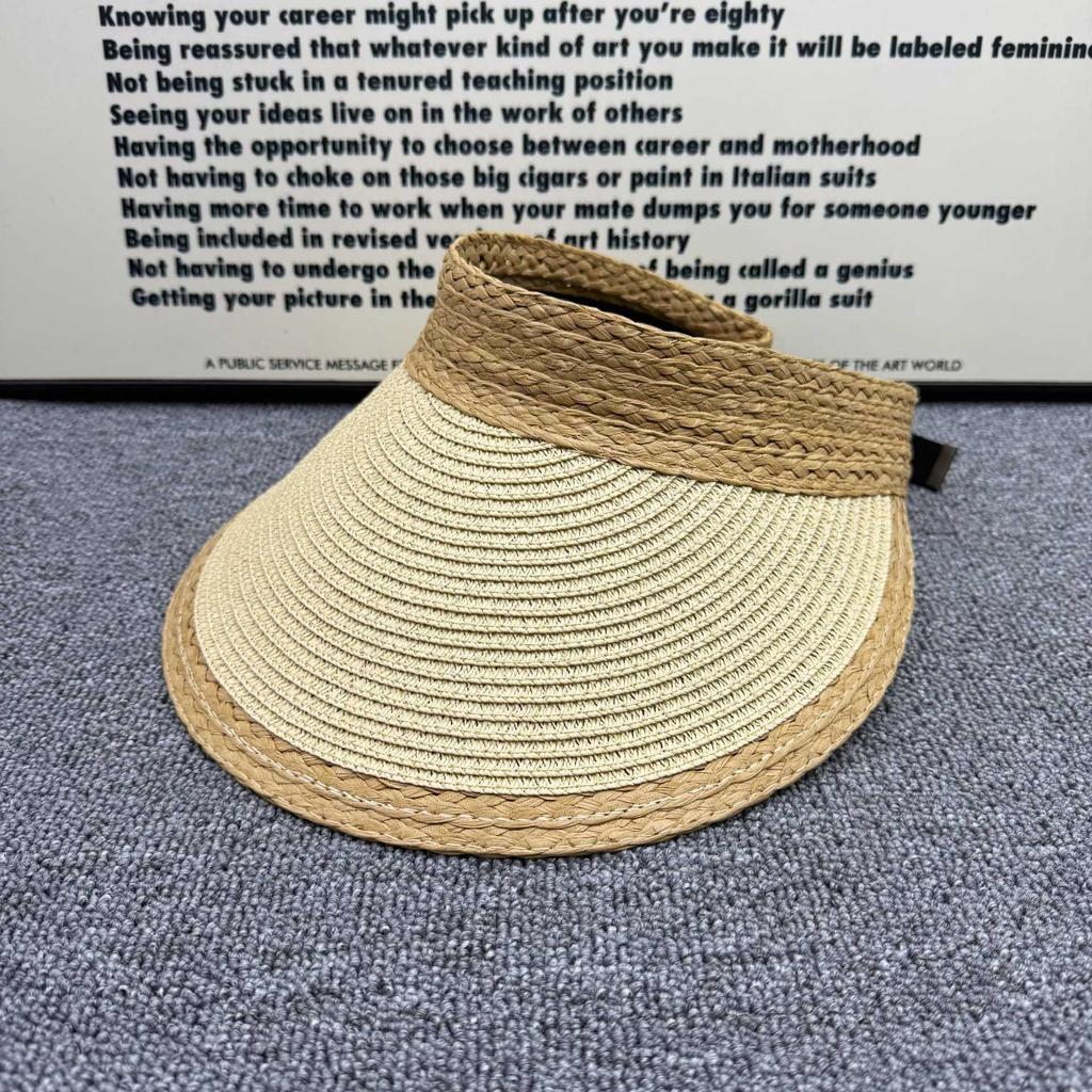 Simple Straw Empty Top Hat Women's Summer Brim Sun Protection UV Protection Foldable Portable Sun Hat