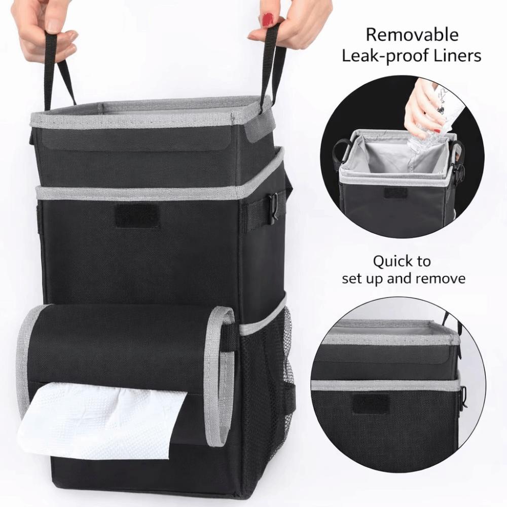 Leakproof Car Garbage Can Foldable Vehicle Waste Management Car Interior Accessories