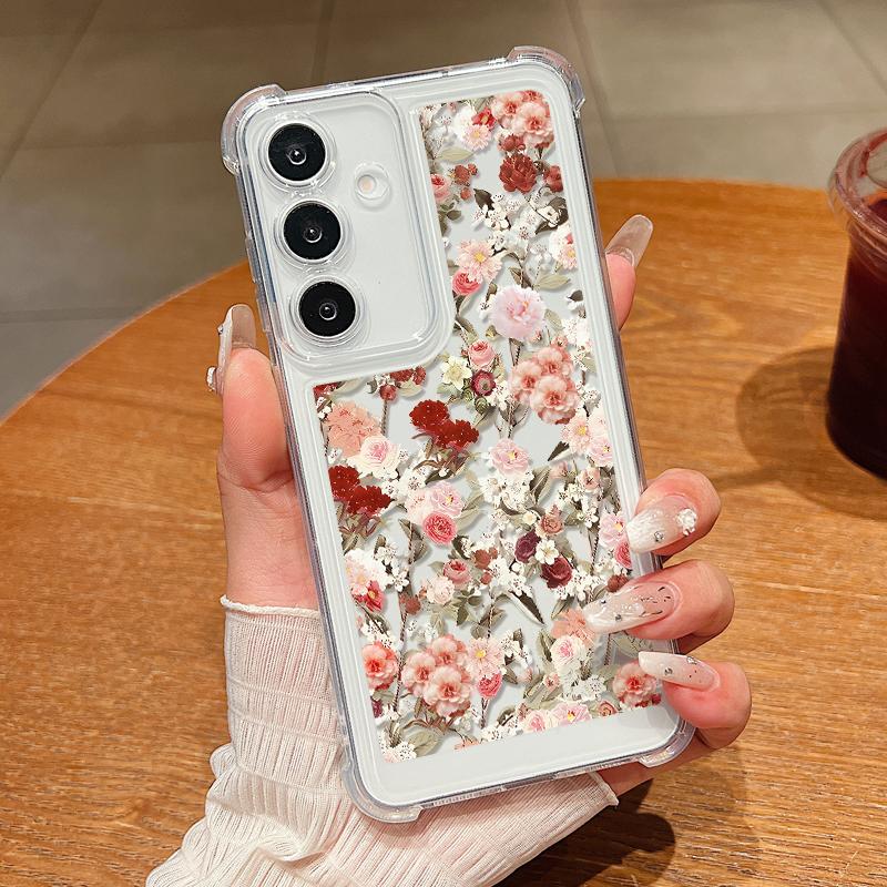 Flowers Leaves Phone Case For Samsung Galaxy S25 Edge S24 Ultra S23 S22 Plus S21 FE A34 A54 A15 A35 A55 A16 A26 A36 A56 5G Capa