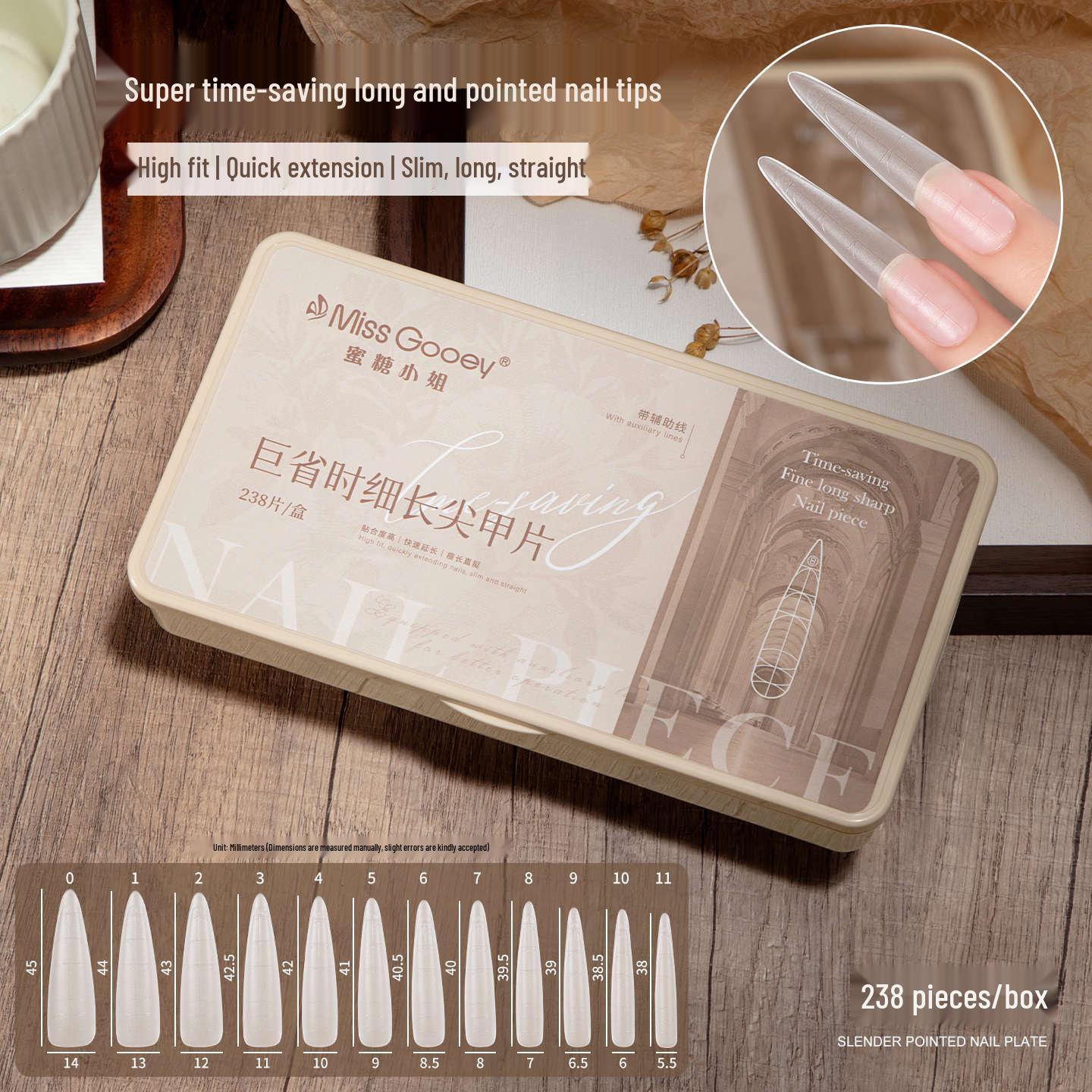 

Miss Honey Oval Slim Straight Nail Tips - No Grind, Half-Cover Extensions, Seamless Fit.