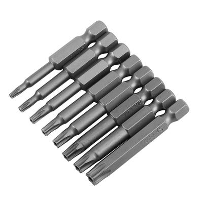 8 Pcs 14" Hex Shank T8T40 50mm Long Steel Magnetic Security Star Screwdriver Bits Set