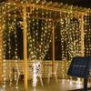 Solar Curtain Light LED Outdoor Waterproof 300leds Garland Decor String Lights Yard Christmas Fairy Wedding Party Terrace Garden