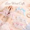 Y2K Bow Lace Wrist Sleeves Pleated Ruched Fake Flared Sleeves Sweet False Cuffs  Cosplay Party
