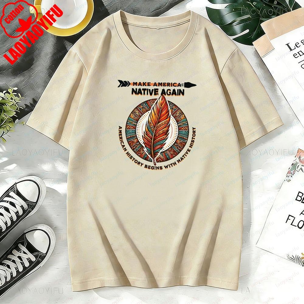 Make America Native Again Grafisch T-shirt Western Boho Esthetiek Unisex Shirt Tribaal Veer Unisex Dala Print Inheemse Trots Tee