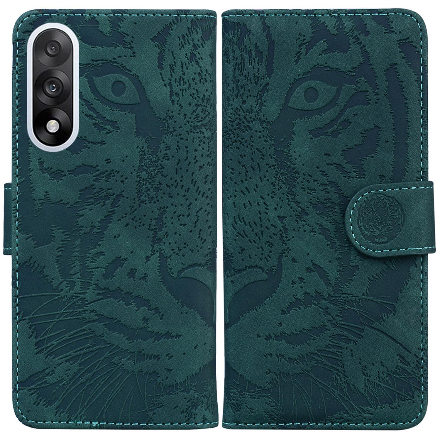 

For OnePlus Nord 5 5G Case Tiger Imprint Leather Wallet Phone Cover Green