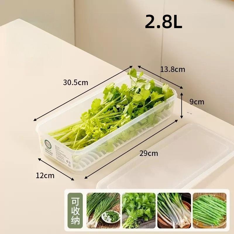 Refrigerator Organizer Fridge Storage Box Fresh Vegetable Scallions Boxes Drain Basket Food Storage Containers Kitchen Organizer