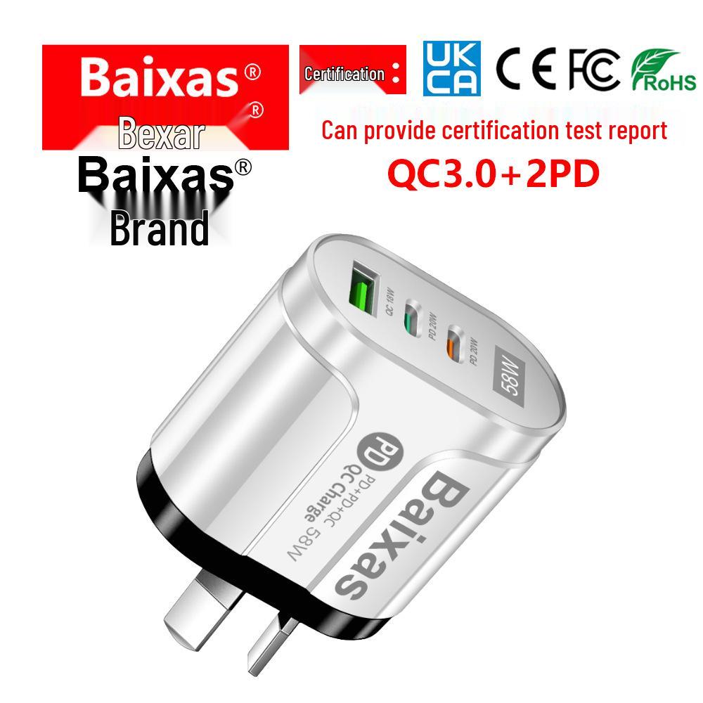 58W Dual Fast Charger with 2PD+QC3.0 - EU, US, UK, AU Plug
