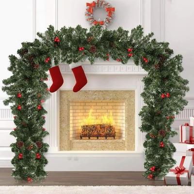 Creative Artificial Pine Tree Decor 30/50 LED Lights Red Berries Artificial Vines Led String Lights 1.8/2.7m Pinecones