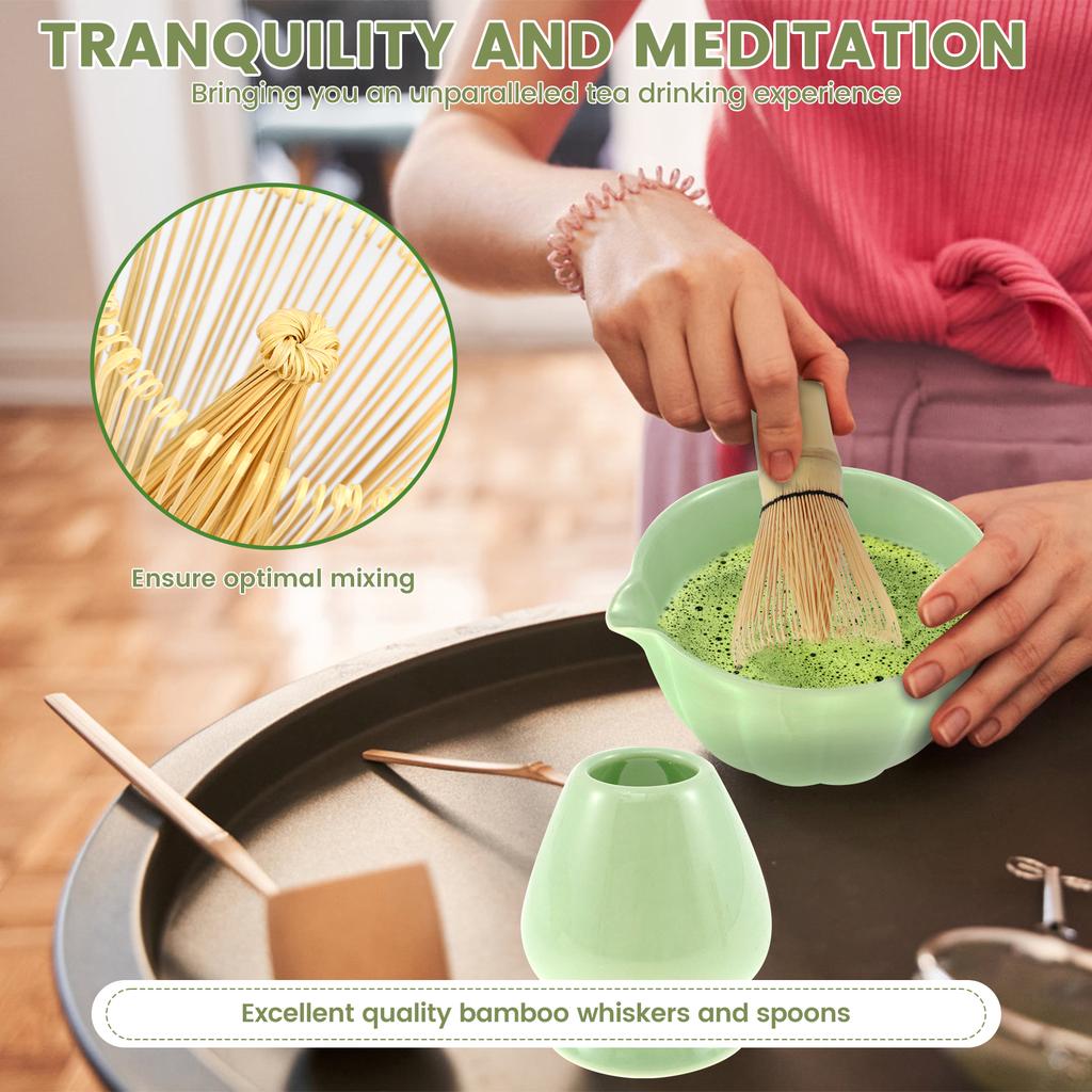 Pretty Japanese Tea Set Includes Matcha Bowl Large-Content Matcha Kit with Matcha Whisk Holder Matcha Set for Tea Fans