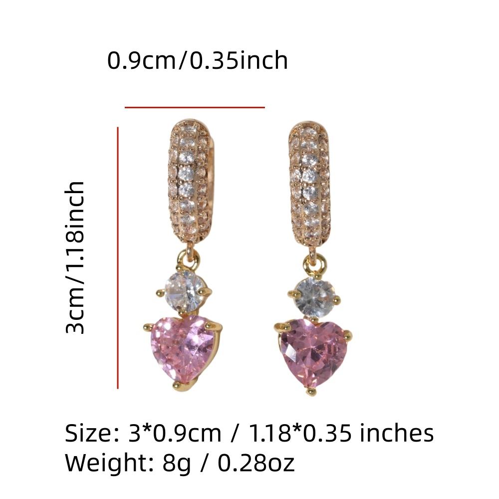 1 Paar Mode Herzform Hängeohrringe für Damen Zirkonia Ohrring Schmuck Hochzeitsparty Zubehör