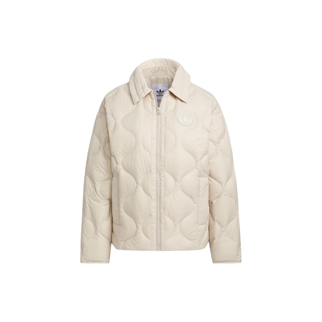 Adidas Originals Down Short Jacket 600 Fill Solid Logo Loose Down Jacket Women Jacket Off-White IK2800