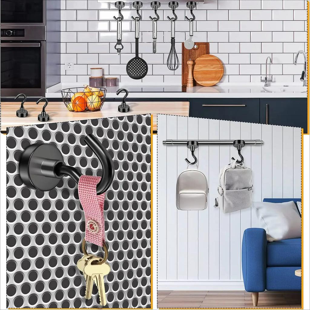 1Pcs Black Magnet Hook Strong Magnet Hooks Heavy Duty Magnetic Cruise Hooks For Refrigerators