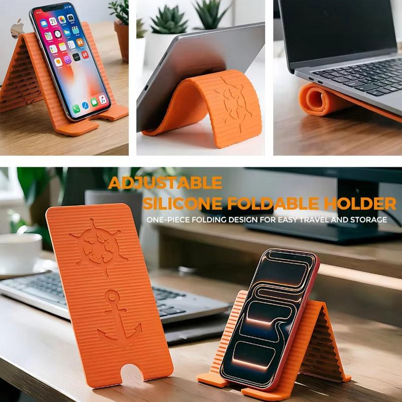 Flexible Phone Stand Foldable Silicone Desktop Tablet Holder Anchor Pattern Portable Adjustable Universal Mount Travel Office