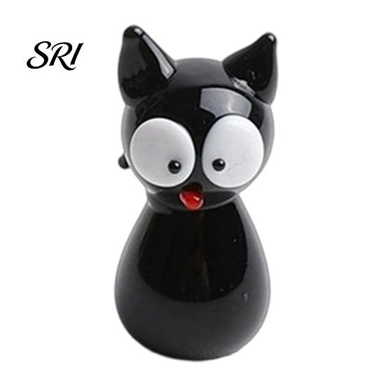 Glass Mini Black Cat Miniature Tiny Colored Ornament Cute Animals Kitty Figurine for Desktop Bookshelf Fairy Garden Micro Landscape Decor Animal Party