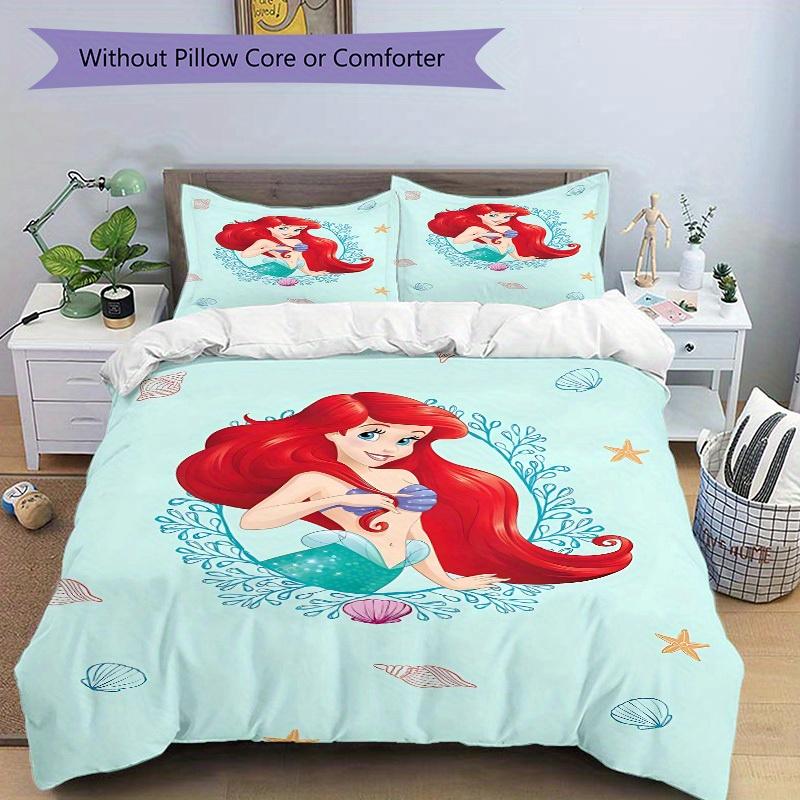 3pcs Mermaid Printed Bedding Set, Breathable And Soft, Machine Washable, Christmas Gift, Suitable for Bedroom Decoration, 108