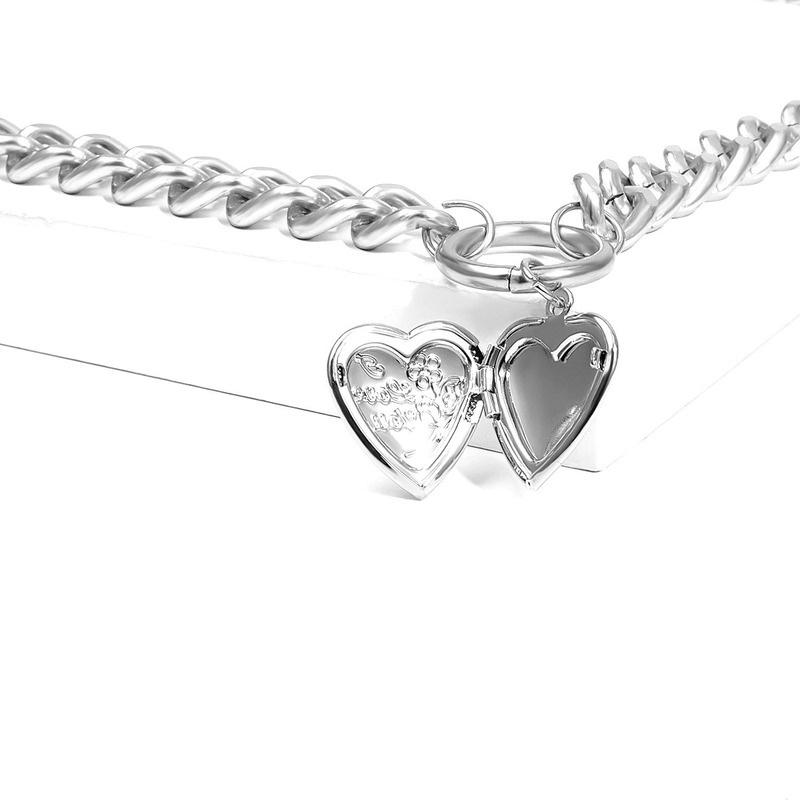 Double-layer Simple Chain Necklace Punk Gold Color Heart Pendant Choker Necklace Fashion Jewelry