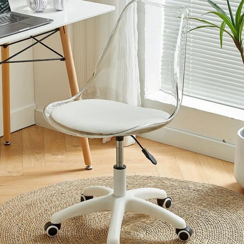 Computer Chair Rotary Wheel Lifting Family Makeup Chair Simple Transparent Small Space Office