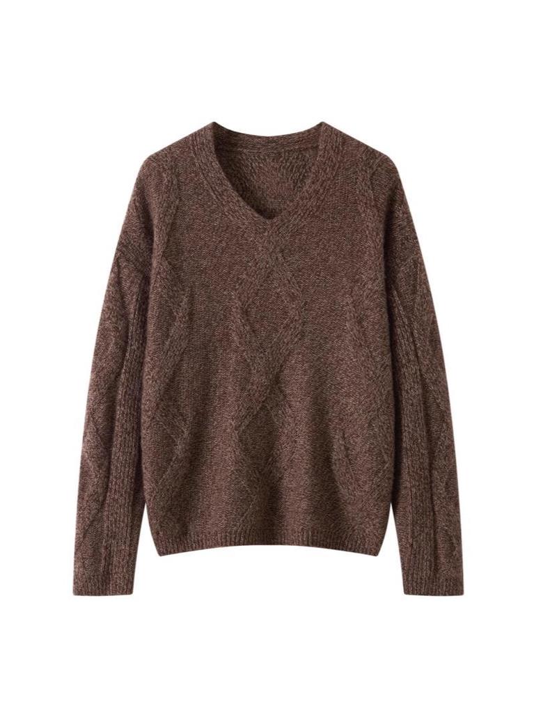 High-End Women's V-Neck Cashmere Knit Sweater - Versatile Winter Tencel Knitwear