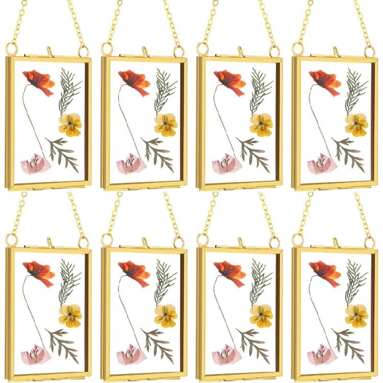 2Pcs Square Metal Glass Photo Frame Wall Hanging Dried Flower Display Holder Case For Pressed Flower and Home Decoration