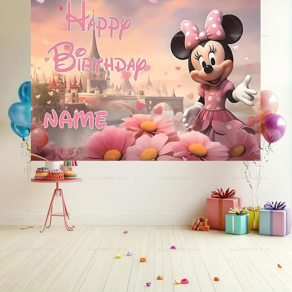 And Minnie Background Screens, Children's Party Decorations, Photographic Background, Personalized Named Banner, Baby Shower Accessories