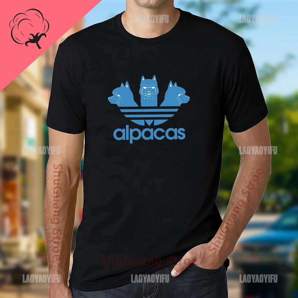 Zabawne Alpaki Nadruk Topy Klasyczny Design Vintage Unisex T Shirt Casual Moda Unisex Ubrania WoUnisex Tee Koszulki Graficzne Bawełniane Topy