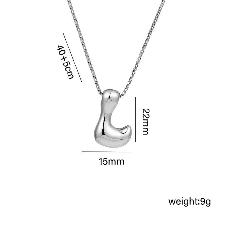 Charming Chubby Brass Polished 26-Letter Silver Pendant Necklace for Women