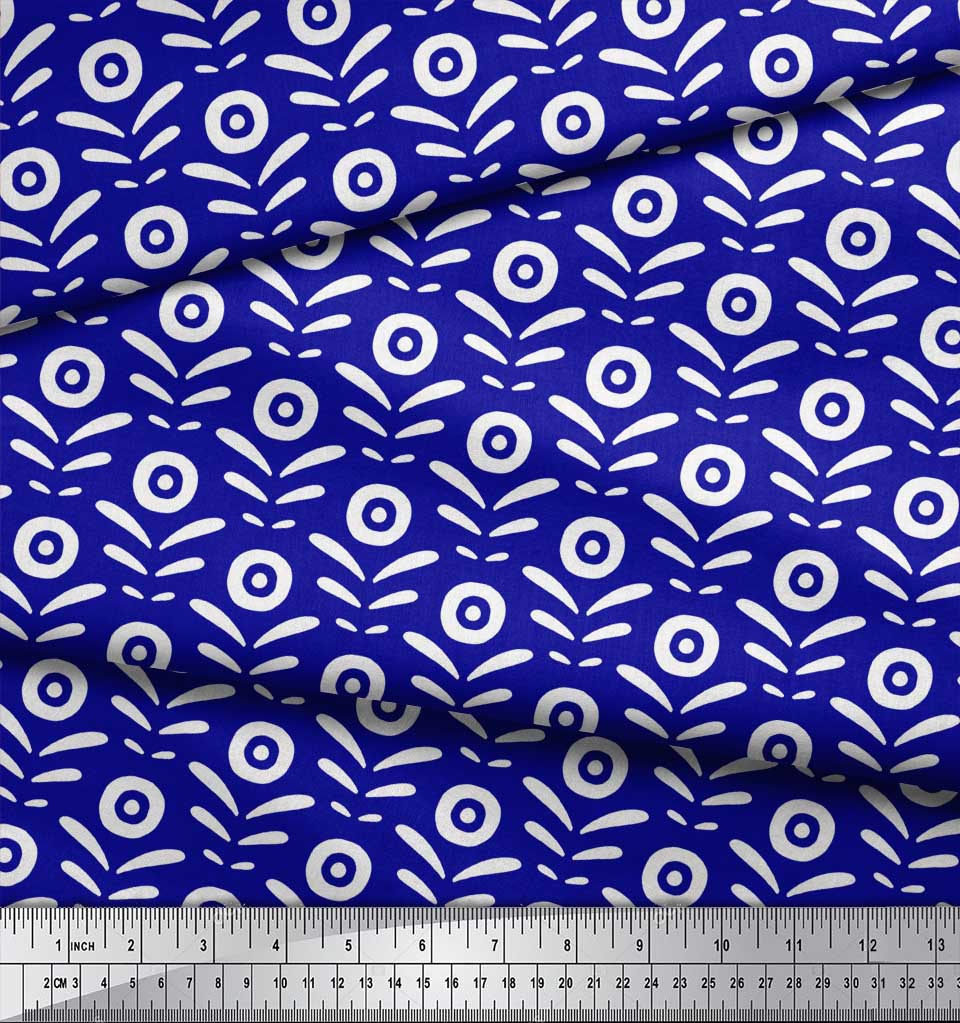 Soimoi Red Japan Crepe Satin Fabric Geometric Floral Print Sewing Fabric Metre 42 Inch