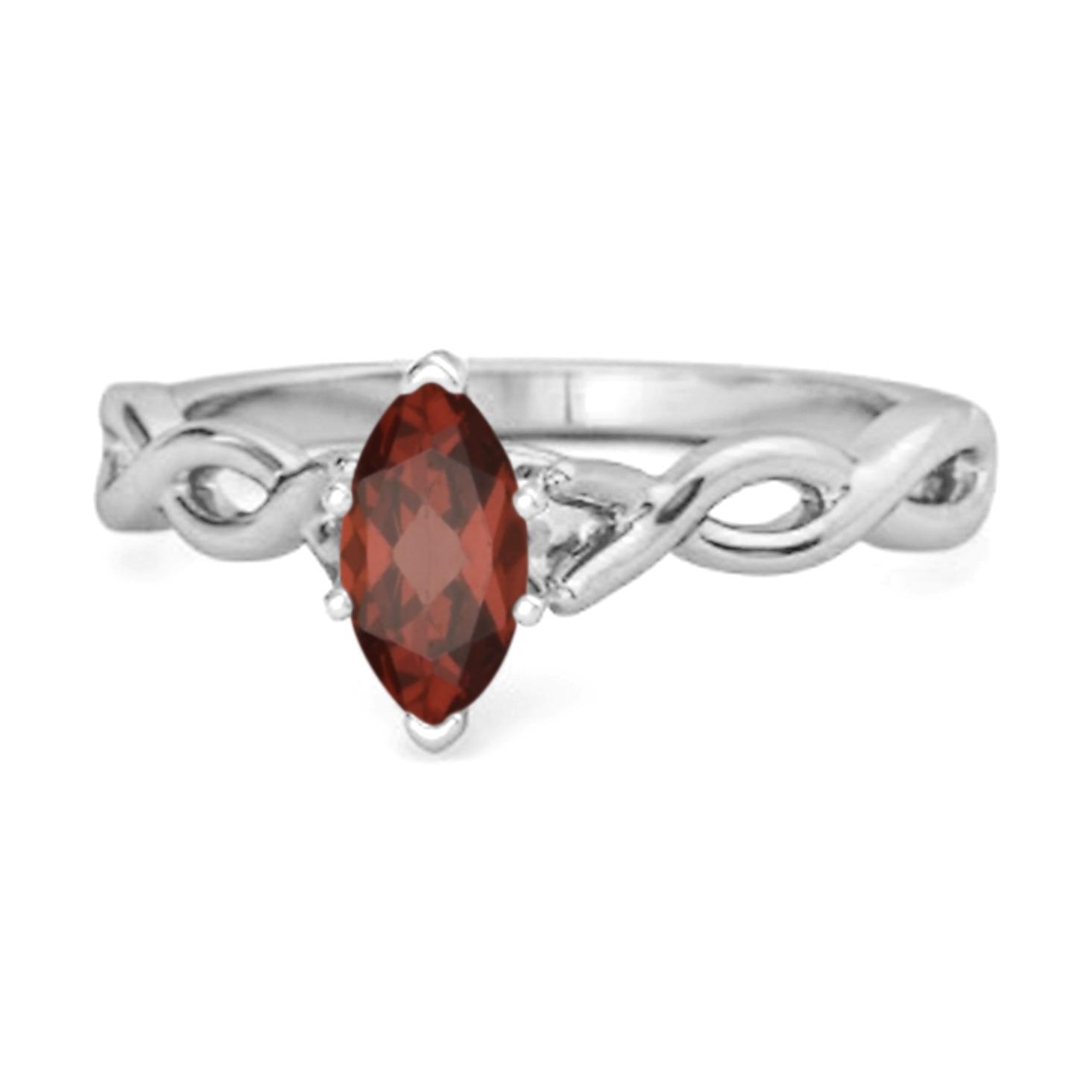 Garnet Marquise Ring - 925 Sterling Silver 7.5