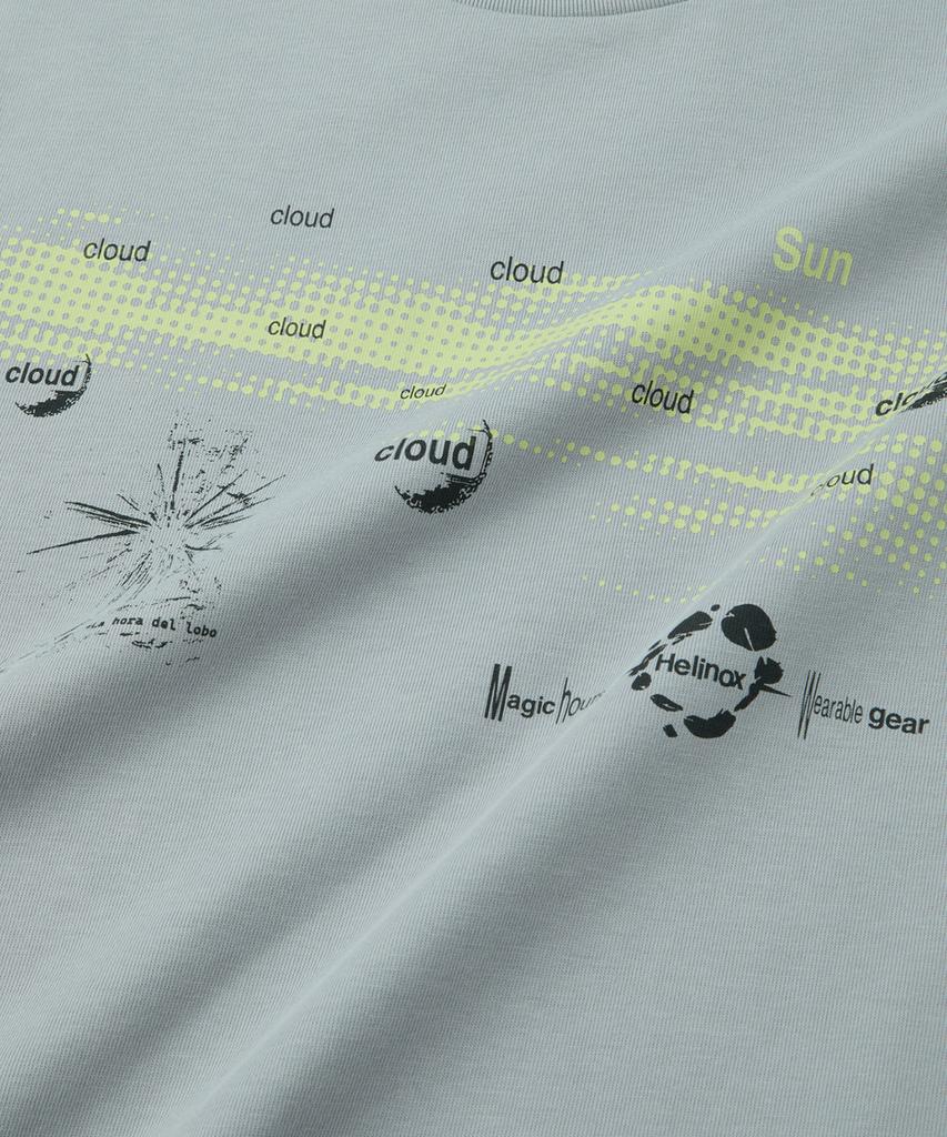 Hellinogseuweeo Magic Hours Cloud & Sun Short Sleeve T-Shirt_Light Grey
